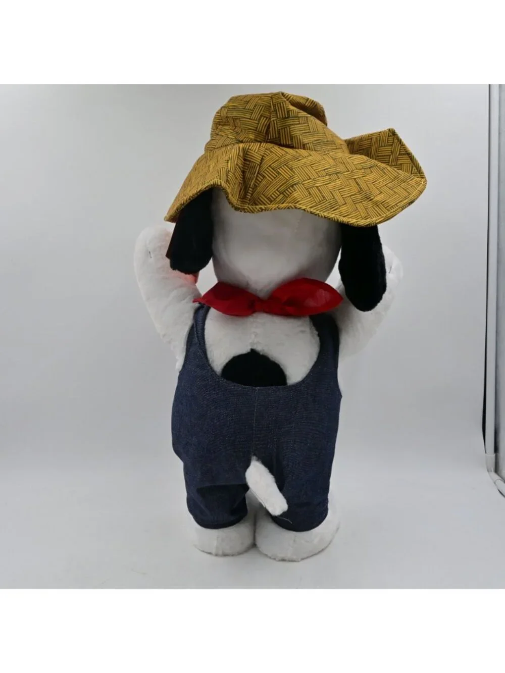 Gemmy Peanuts Snoopy Fall Harvest Door Greeter Plush Overalls Straw Hat New